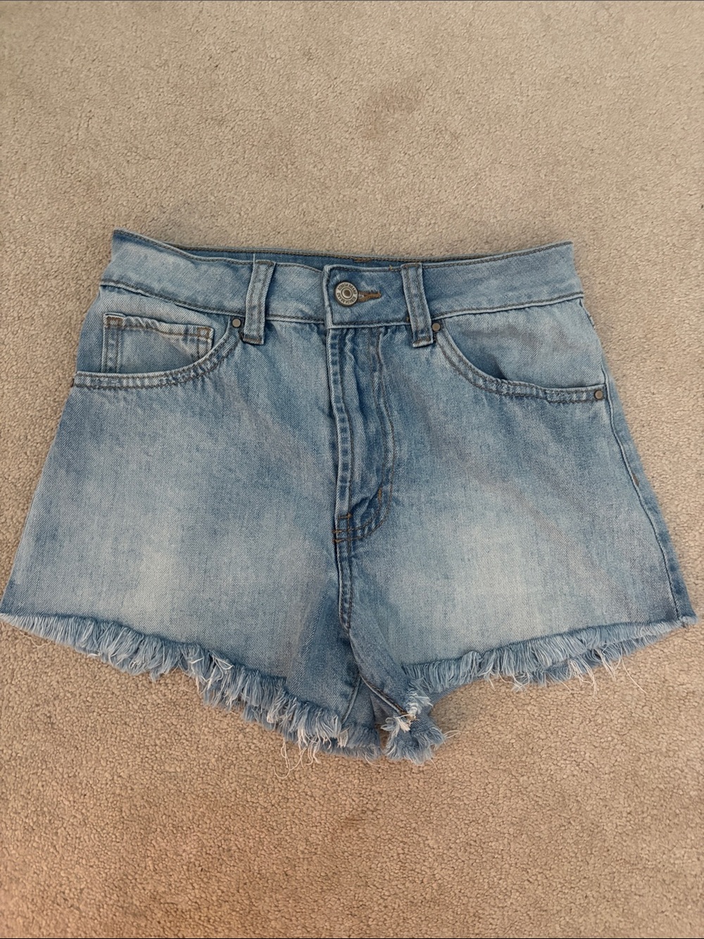 Rewash Light Blue Denim Frayed Hem Kids Shorts